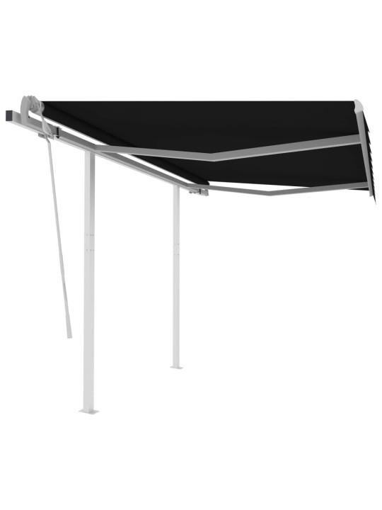 Izvelkama markīze ar stabiem, 3x2,5 m, manuāla, pelēka