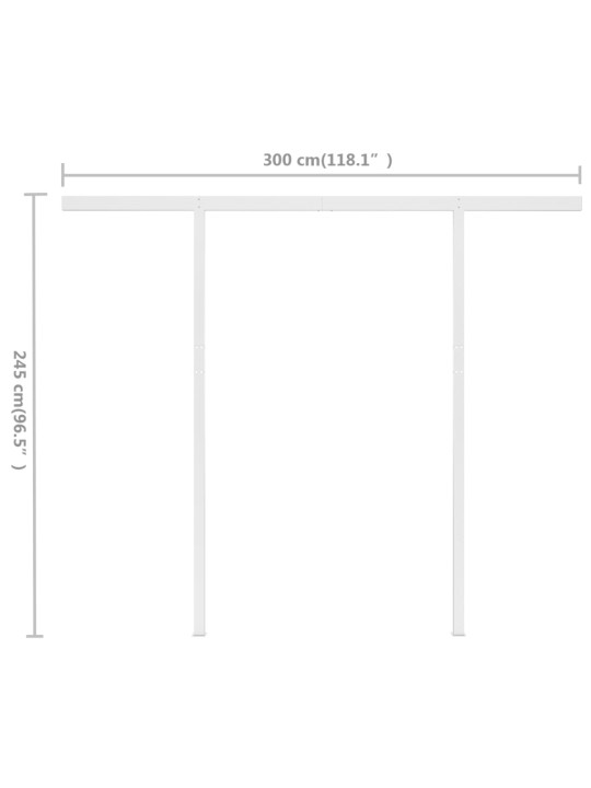 Izvelkama markīze ar stabiem, 3x2,5 m, manuāla, pelēka