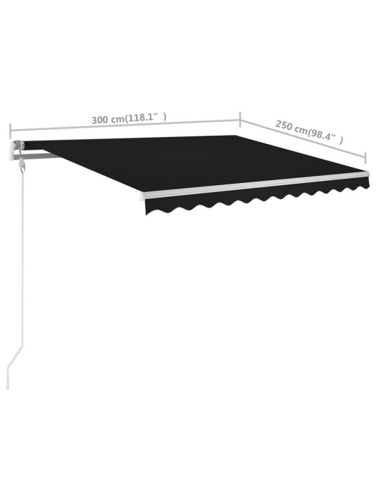 Izvelkama markīze ar stabiem, 3x2,5 m, manuāla, pelēka