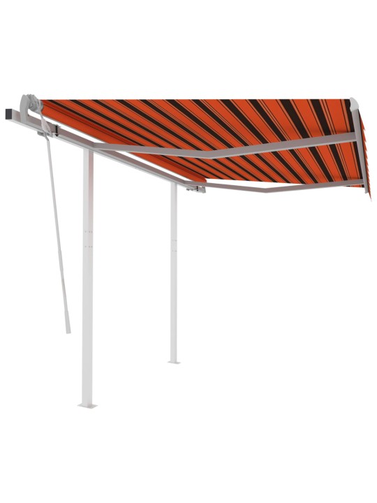 Izvelkama markīze ar stabiem, 3x2,5 m, manuāla, oranža un brūna