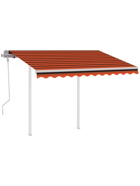 Izvelkama markīze ar stabiem, 3x2,5 m, manuāla, oranža un brūna