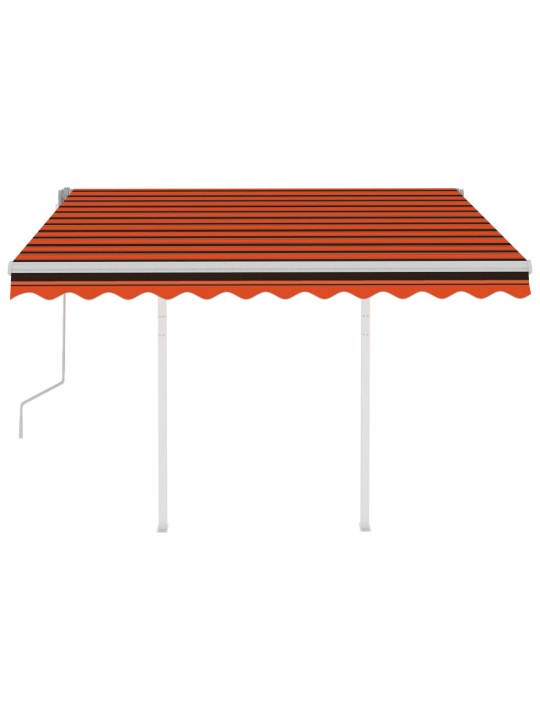 Izvelkama markīze ar stabiem, 3x2,5 m, manuāla, oranža un brūna