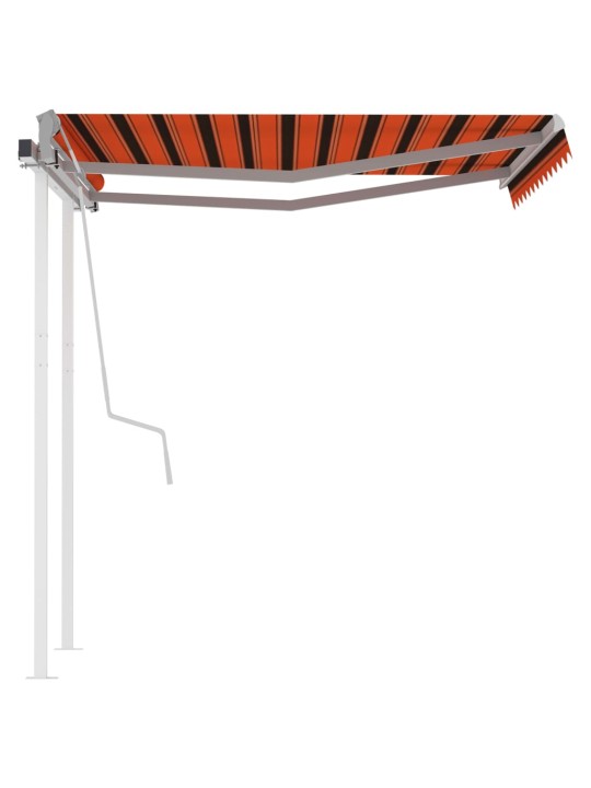 Izvelkama markīze ar stabiem, 3x2,5 m, manuāla, oranža un brūna