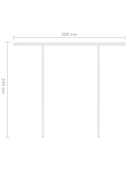 Izvelkama markīze ar led, 3x2,5 m, manuāla, krēmkrāsas