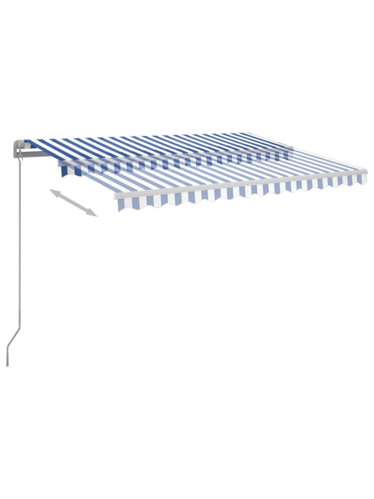 Izvelkama markīze ar kātiem, 3x2,5 m, automātiska, zili balta