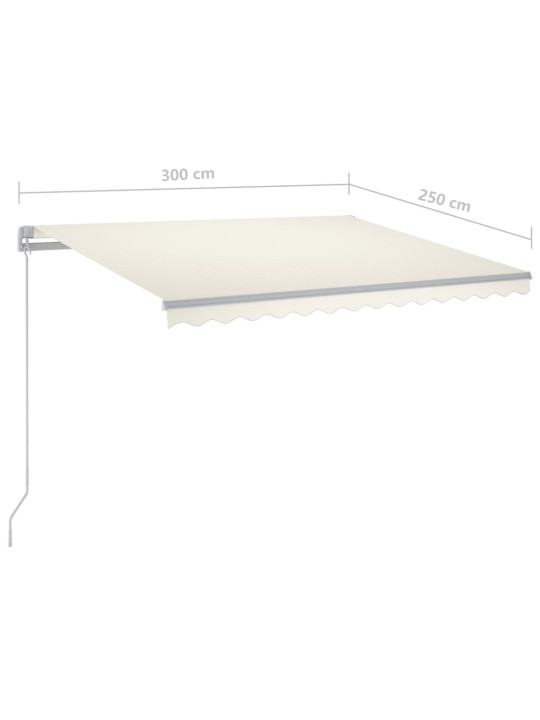 Izvelkama markīze ar kātiem, 3x2,5 m, automātiska, krēmkrāsas