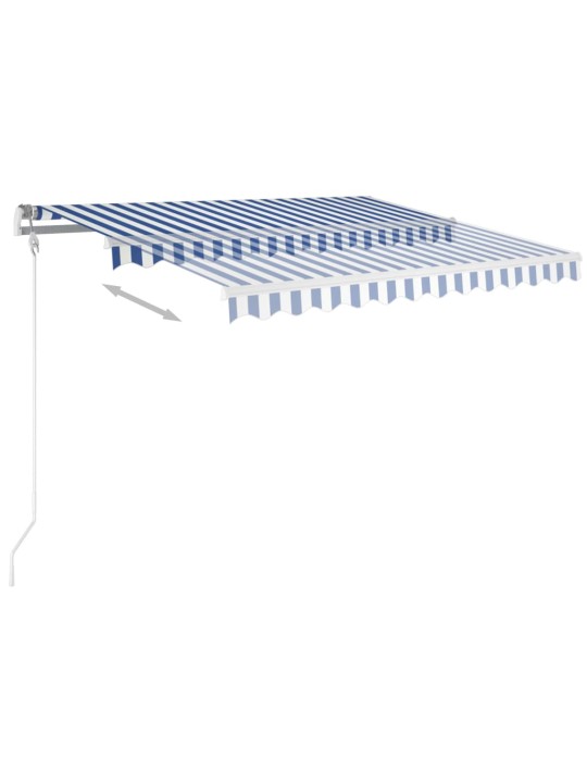 Izvelkama markīze ar led, 3,5x2,5 m, manuāla, zili balta