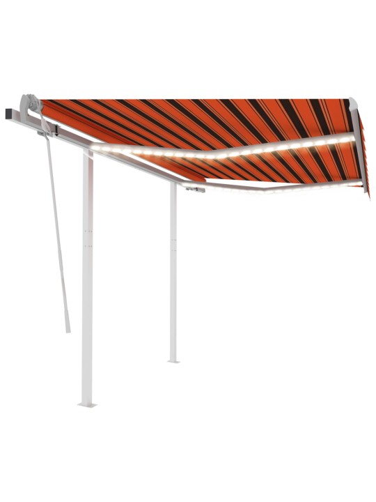 Izvelkama markīze ar led, 3,5x2,5m, manuāla, oranža un brūna