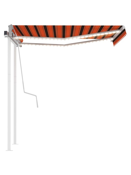 Izvelkama markīze ar led, 3,5x2,5m, manuāla, oranža un brūna