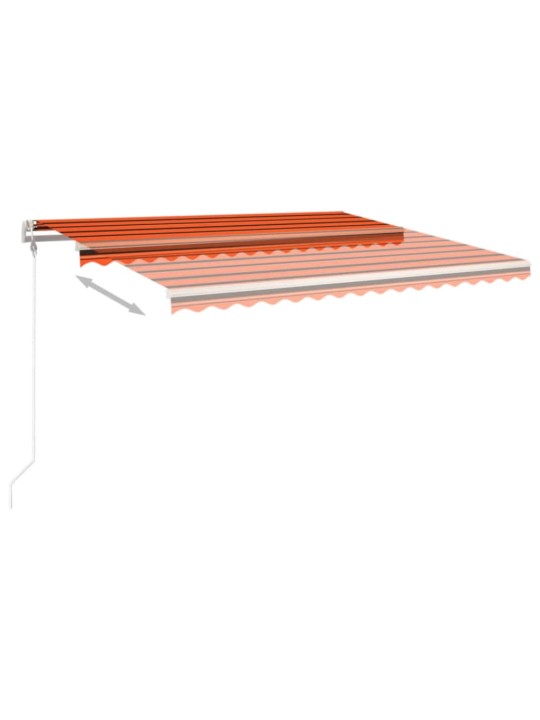 Izvelkama markīze ar kātiem, 4x3 m, manuāla, oranža un brūna