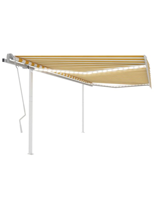 Izvelkama markīze ar led, 4x3 m, manuāla, dzelteni balta