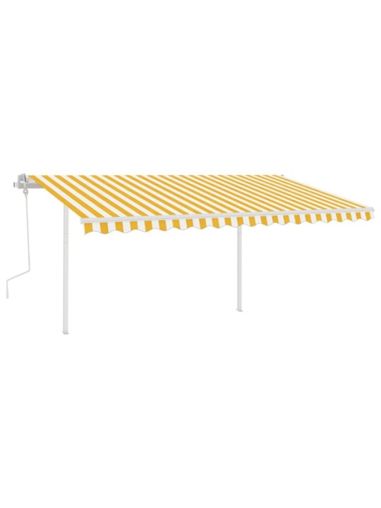 Izvelkama markīze ar led, 4x3 m, manuāla, dzelteni balta
