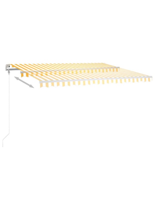 Izvelkama markīze ar led, 4x3 m, manuāla, dzelteni balta