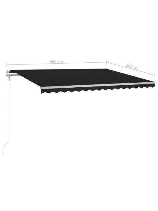 Izvelkama markīze ar led, 4x3 m, manuāla, antracītpelēka