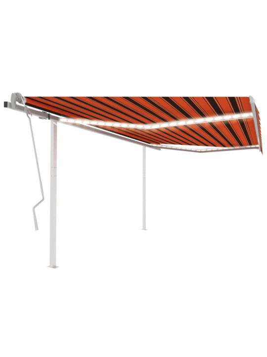 Izvelkama markīze ar led, 4x3 m, manuāla, oranža un brūna