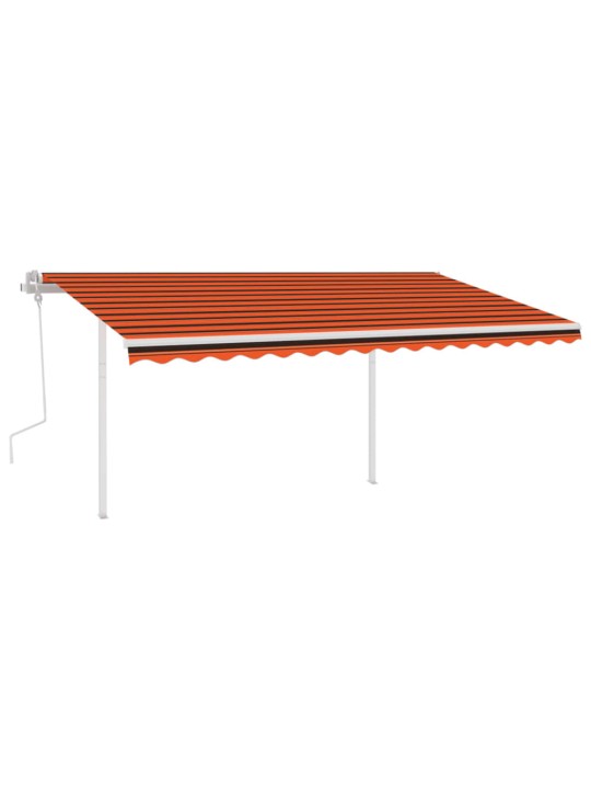 Izvelkama markīze ar led, 4x3 m, manuāla, oranža un brūna