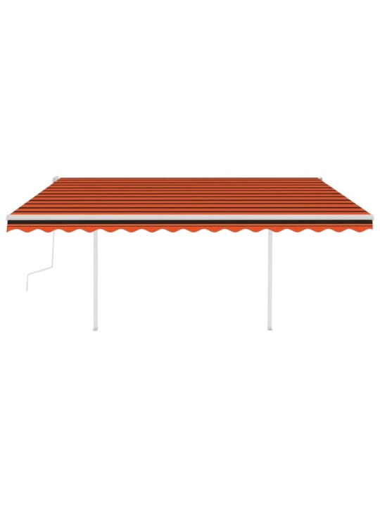 Izvelkama markīze ar led, 4x3 m, manuāla, oranža un brūna