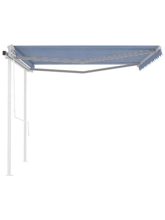 Izvelkama markīze ar kātiem, 4x3 m, automātiska, zili balta
