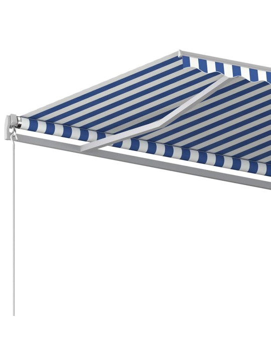 Izvelkama markīze ar kātiem, 4x3 m, automātiska, zili balta