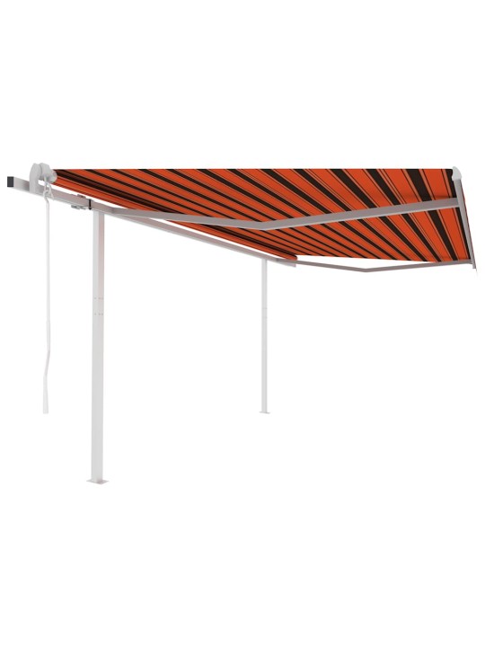 Izvelkama markīze ar kātiem, 4x3 m, automātiska, oranža, brūna