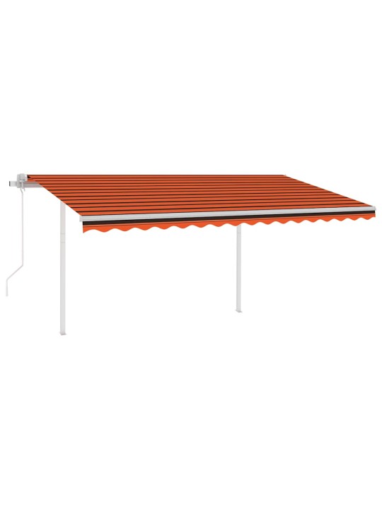 Izvelkama markīze ar kātiem, 4x3 m, automātiska, oranža, brūna