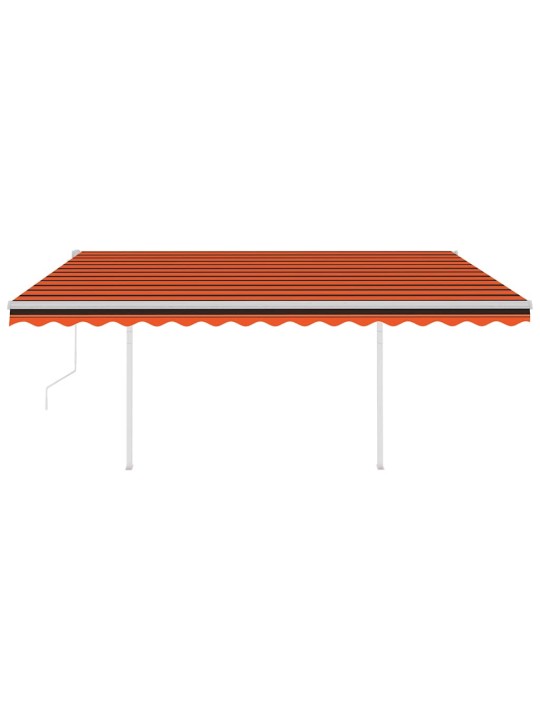 Izvelkama markīze ar kātiem, 4x3 m, automātiska, oranža, brūna