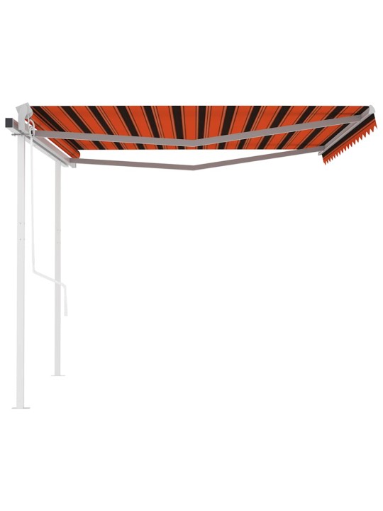 Izvelkama markīze ar kātiem, 4x3 m, automātiska, oranža, brūna