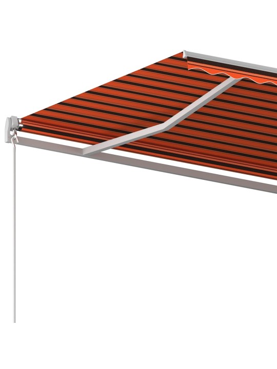 Izvelkama markīze ar kātiem, 4x3 m, automātiska, oranža, brūna