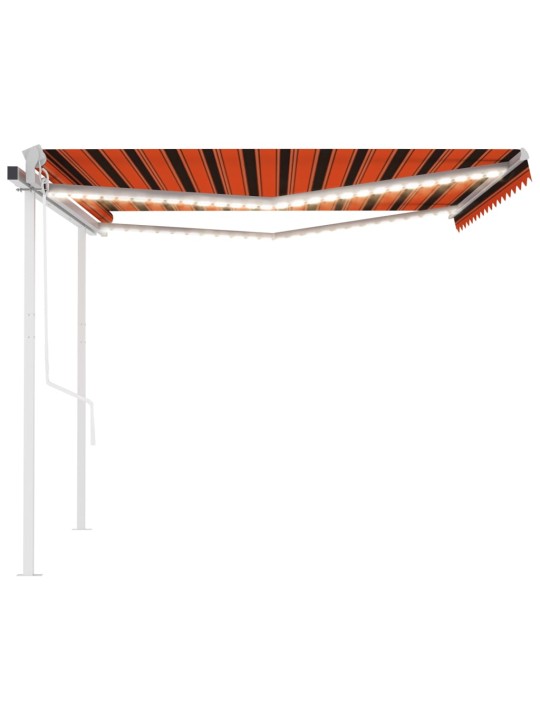 Izvelkama markīze ar led un vēja sensoru, 4x3 m, oranži brūna