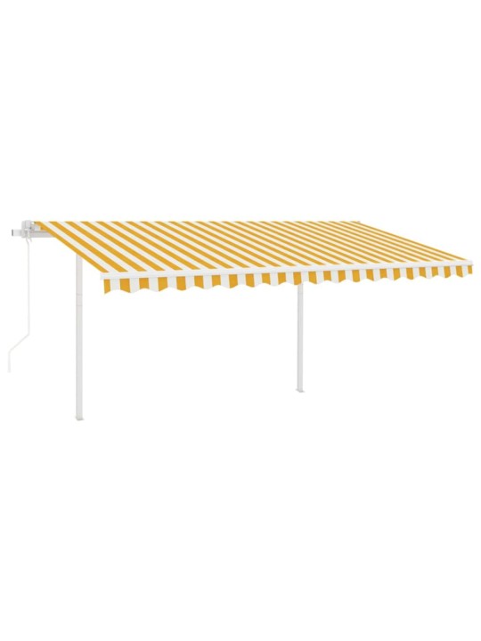 Izvelkama markīze ar kātiem, 4,5x3 m, automātiska, dzeltenbalta