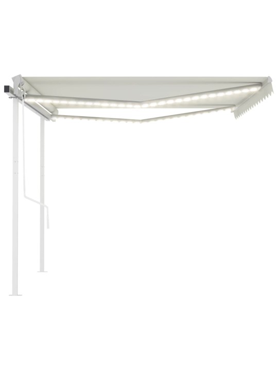 Izvelkama markīze ar LED un vēja sensoru, 4,5x3 m, krēmkrāsas