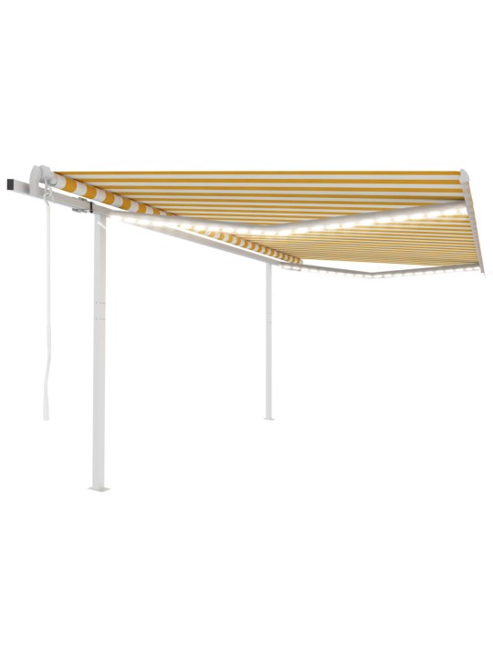 Izvelkama markīze ar led un vēja sensoru, 4,5x3 m, dzeltenbalta