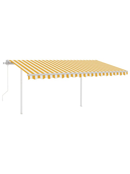 Izvelkama markīze ar led un vēja sensoru, 4,5x3 m, dzeltenbalta