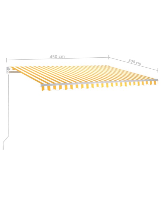 Izvelkama markīze ar led un vēja sensoru, 4,5x3 m, dzeltenbalta