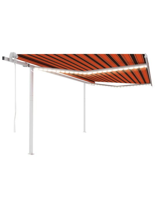 Izvelkama markīze ar led un vēja sensoru, 4,5x3 m, oranži brūna
