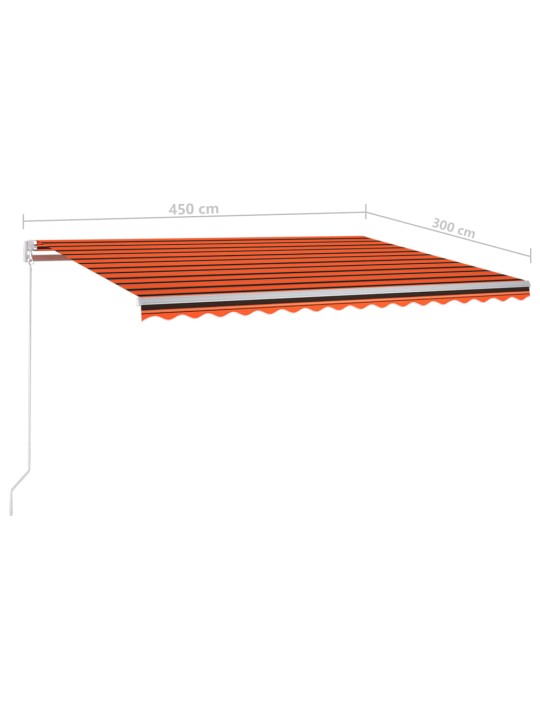 Izvelkama markīze ar led un vēja sensoru, 4,5x3 m, oranži brūna
