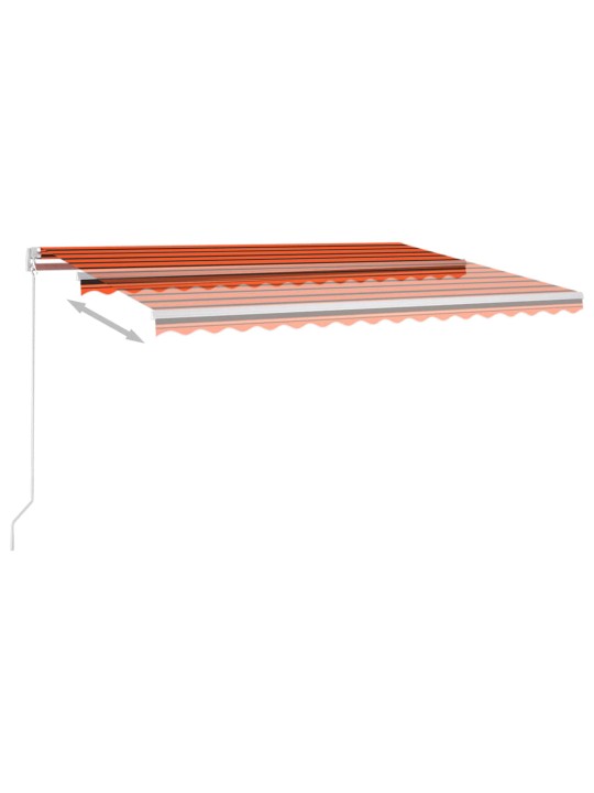 Izvelkama markīze ar led un vēja sensoru, 4,5x3 m, oranži brūna