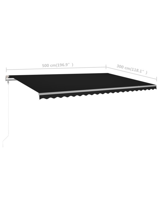 Izvelkama markīze ar kātiem, 5x3 m, manuāla, antracītpelēka