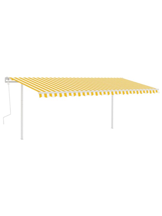 Izvelkama markīze ar led, 5x3 m, manuāla, dzelteni balta