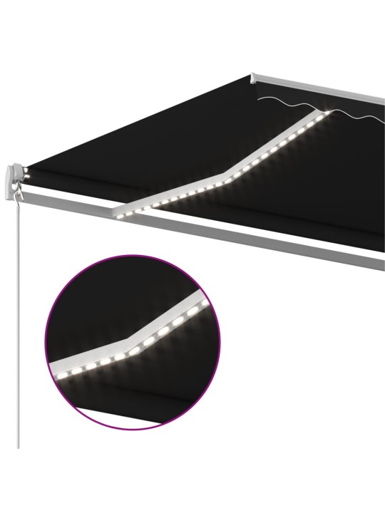 Izvelkama markīze ar led un vēja sensoru, 5x3 m, antracītpelēka