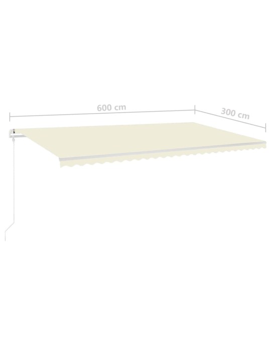 Izvelkama markīze ar kātiem, 6x3 m, manuāla, krēmkrāsas