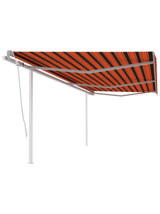 Izvelkama markīze ar kātiem, 6x3 m, manuāla, oranža un brūna
