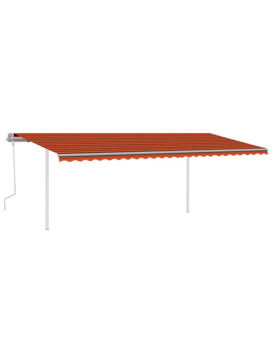 Izvelkama markīze ar kātiem, 6x3 m, manuāla, oranža un brūna