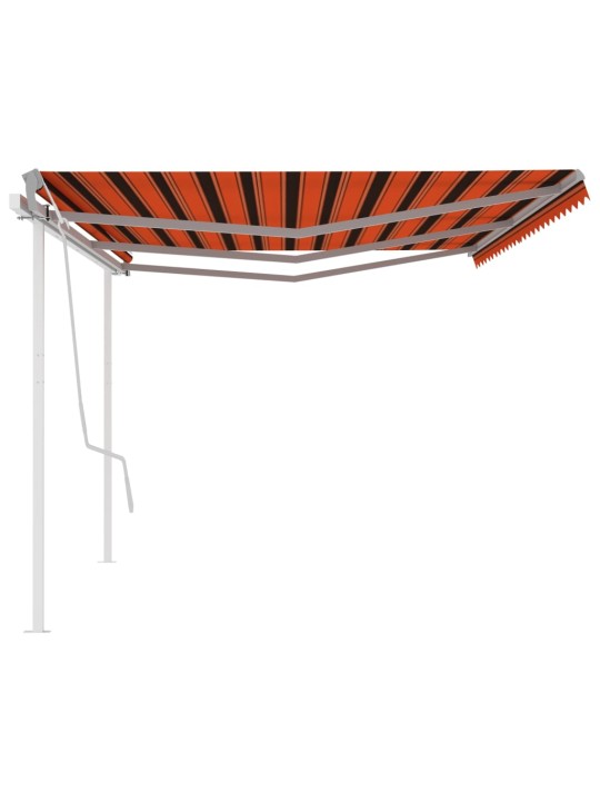 Izvelkama markīze ar kātiem, 6x3 m, manuāla, oranža un brūna