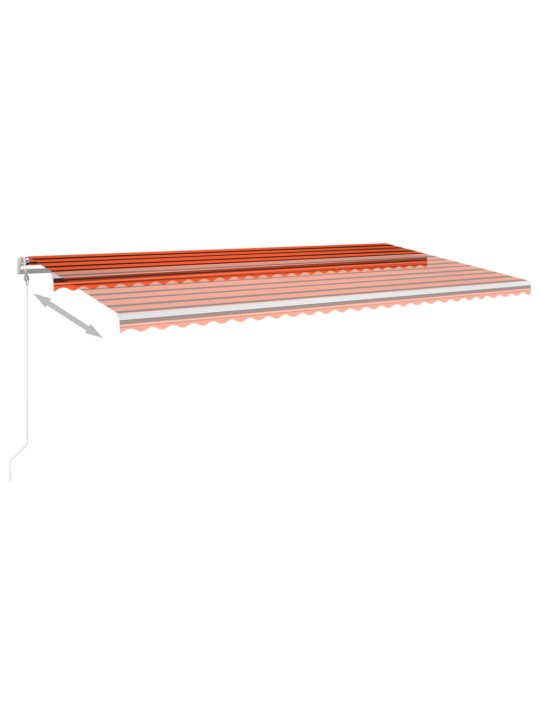 Izvelkama markīze ar kātiem, 6x3 m, manuāla, oranža un brūna