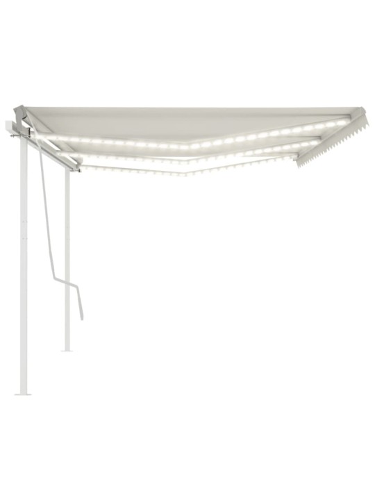 Izvelkama markīze ar led, 6x3 m, manuāla, krēmkrāsas