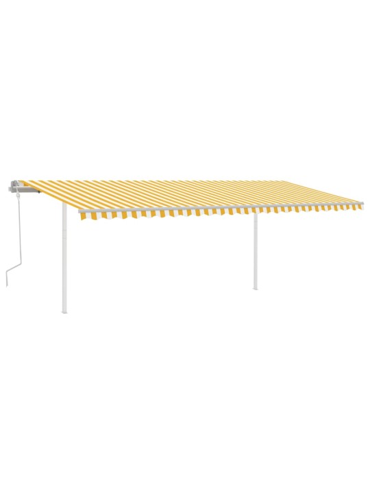 Izvelkama markīze ar led, 6x3 m, manuāla, dzeltena un balta