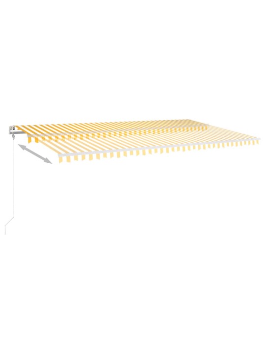 Izvelkama markīze ar led, 6x3 m, manuāla, dzeltena un balta