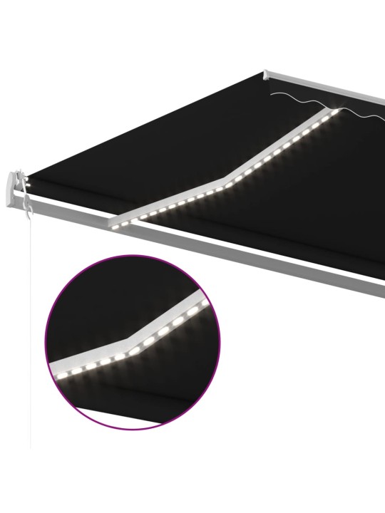 Izvelkama markīze ar led, 6x3 m, manuāla, antracītpelēka