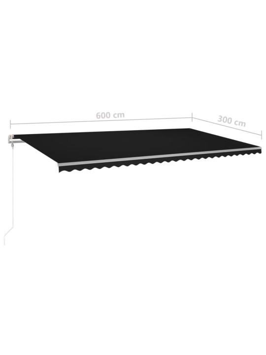 Izvelkama markīze ar led, 6x3 m, manuāla, antracītpelēka